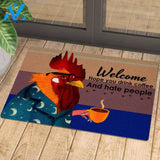 Hope You Drink Coffee And Hate People Chicken Doormat