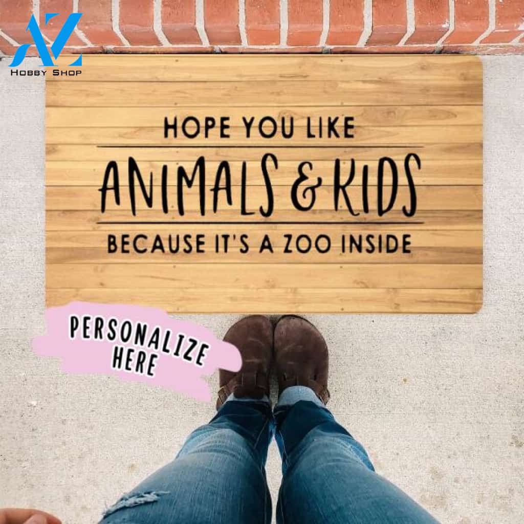 Hope you like animals & kids because it's a zoo, Funny Doormat, Housewarming Gift, Welcome Mat, Funny Door Mat, Closing Gift