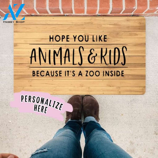 Hope you like animals & kids because it's a zoo, Funny Doormat, Housewarming Gift, Welcome Mat, Funny Door Mat, Closing Gift