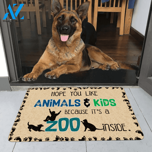 Hope You Like Animals & Kids Because It's A Zoo Inside Funny Indoor And Outdoor Doormat Gift For Friend Family Decor Warm House Gift Welcome Mat