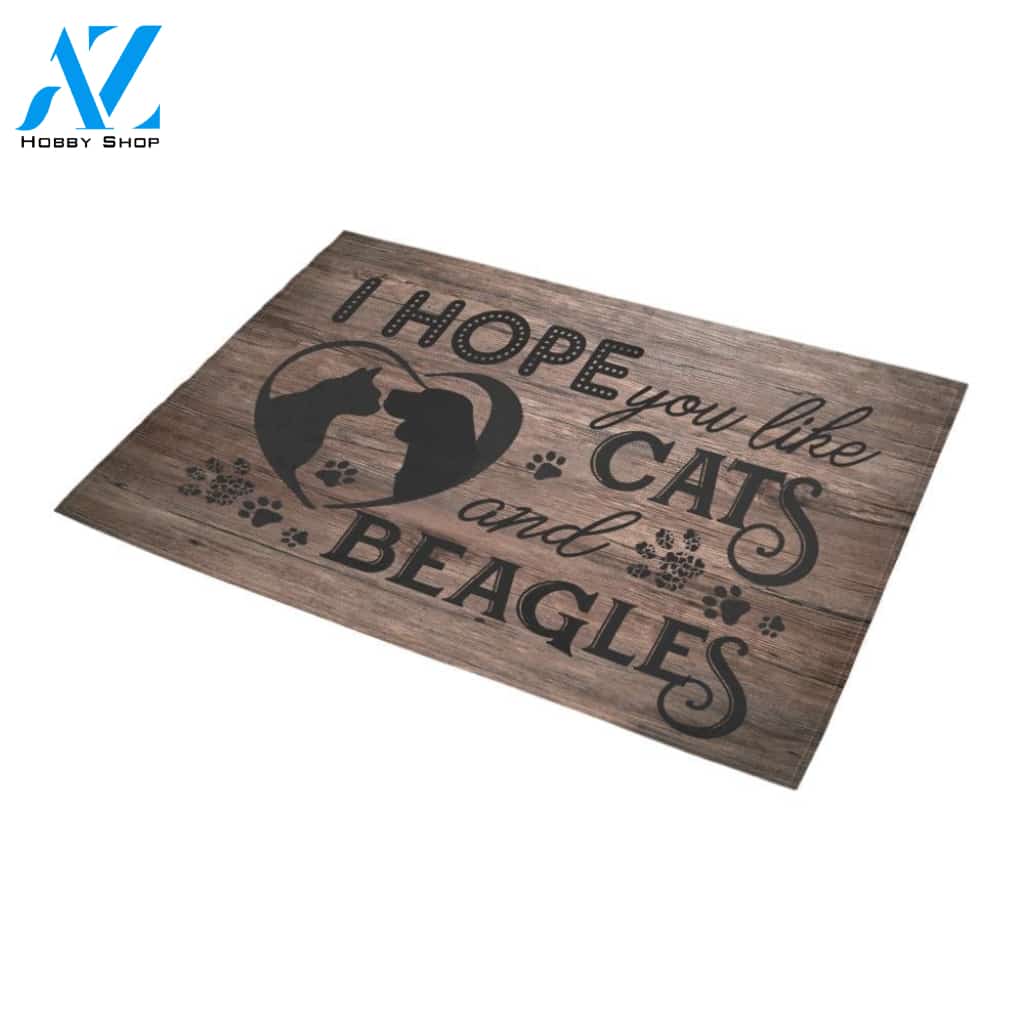 Hope You Like Cats And Beagles Doormat Indoor And Outdoor Mat Entrance Rug Sweet Home Decor Housewarming Gift Gift For Friend Family Stem Feminist