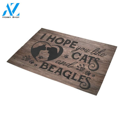 Hope You Like Cats And Beagles Doormat Indoor And Outdoor Mat Entrance Rug Sweet Home Decor Housewarming Gift Gift For Friend Family Stem Feminist