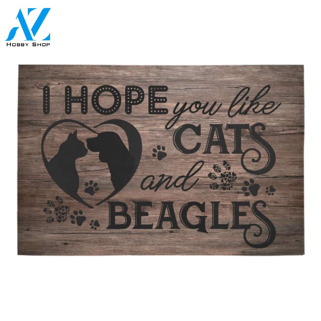 Hope You Like Cats And Beagles Doormat Indoor And Outdoor Mat Entrance Rug Sweet Home Decor Housewarming Gift Gift For Friend Family Stem Feminist
