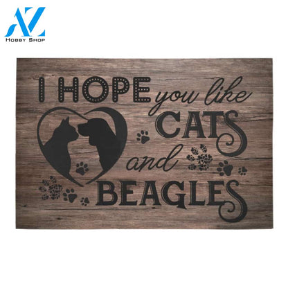 Hope You Like Cats And Beagles Doormat Indoor And Outdoor Mat Entrance Rug Sweet Home Decor Housewarming Gift Gift For Friend Family Stem Feminist