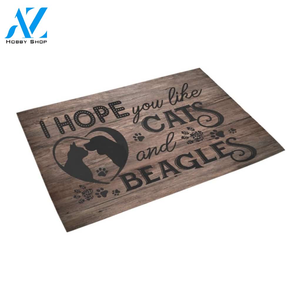 Hope You Like Cats And Beagles Doormat Indoor And Outdoor Mat Entrance Rug Sweet Home Decor Housewarming Gift Gift For Friend Family Stem Feminist