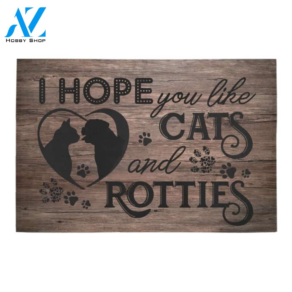 Hope You Like Cats And Rotties Printed Doormat Home Decor