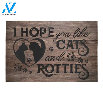 Hope You Like Cats And Rotties Printed Doormat Home Decor