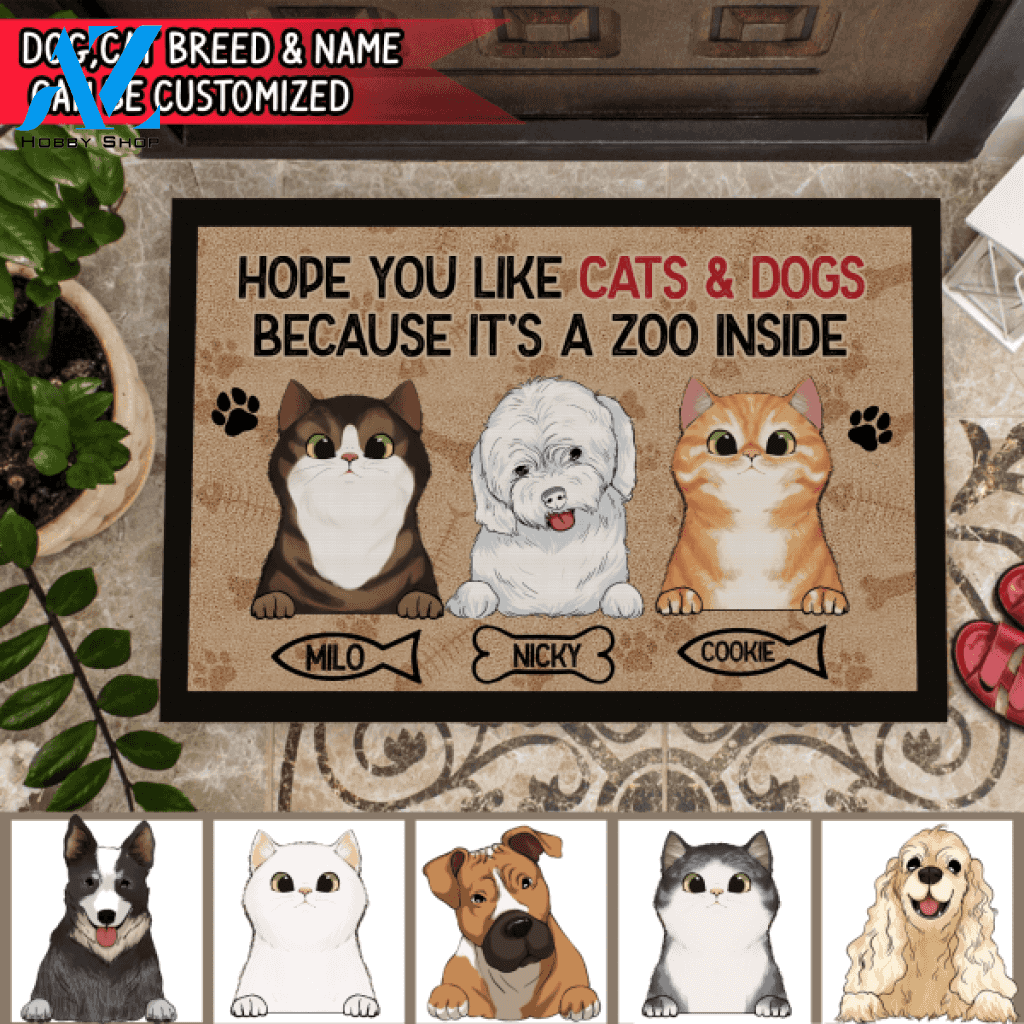 Hope You Like Cats & Dogs Because It's A Zoo Inside Doormat
