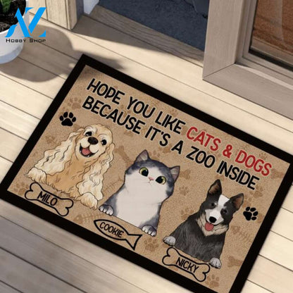 Hope You Like Cats & Dogs Because It's A Zoo Inside Doormat
