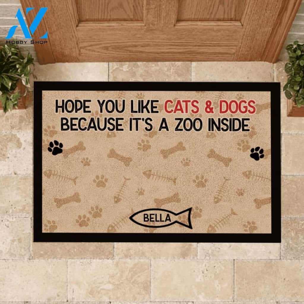 Hope You Like Cats & Dogs Because It's A Zoo Inside Doormat