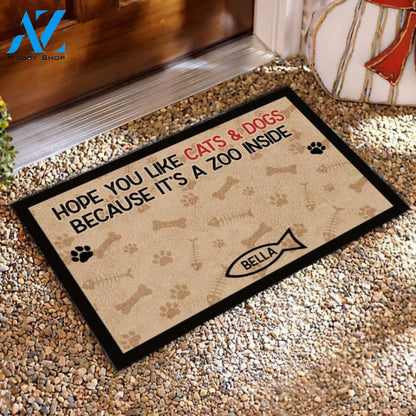 Hope You Like Cats & Dogs Because It's A Zoo Inside Doormat