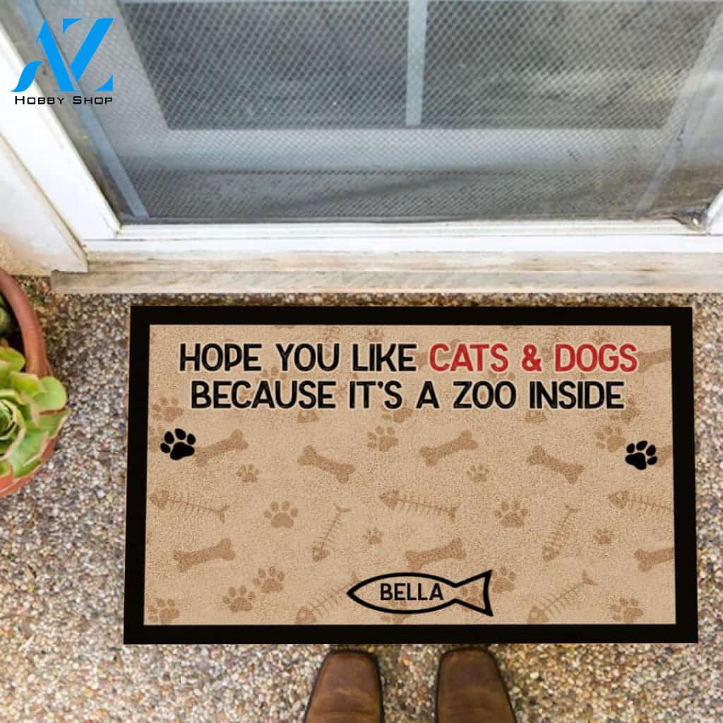 Hope You Like Cats & Dogs Because It's A Zoo Inside Doormat
