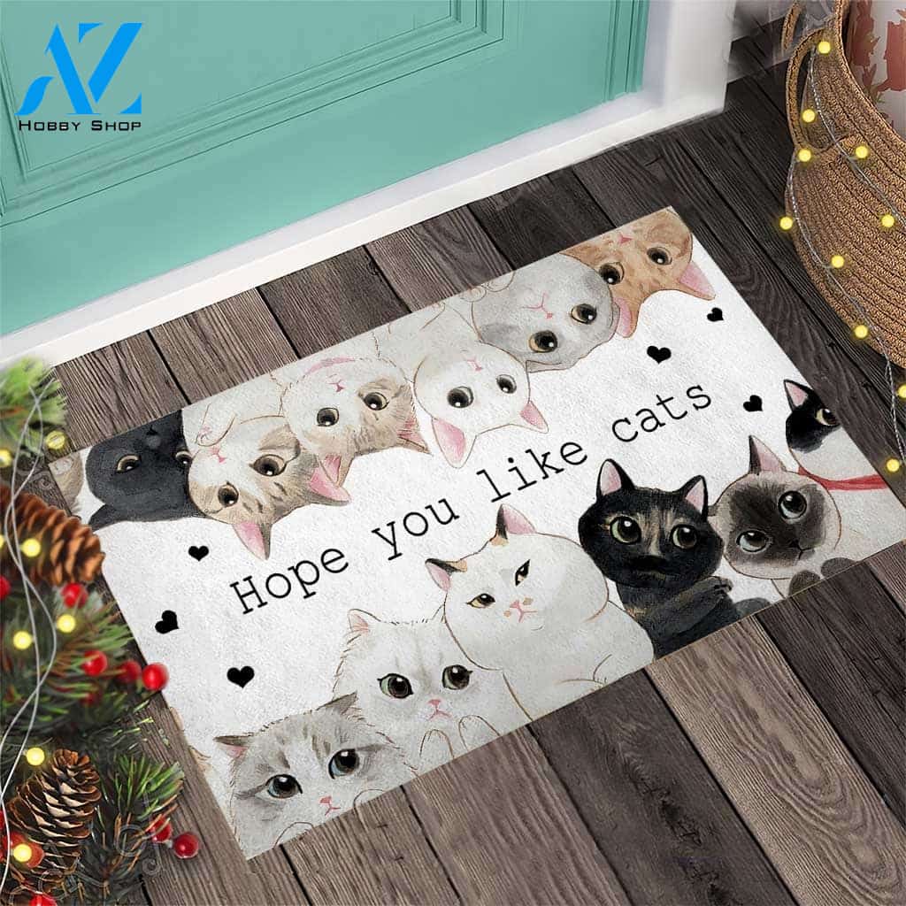 Hope You Like Cats Doormat Gift For Cat lovers Gift For Friend Family Home Decor Warm House Gift Welcome Mat