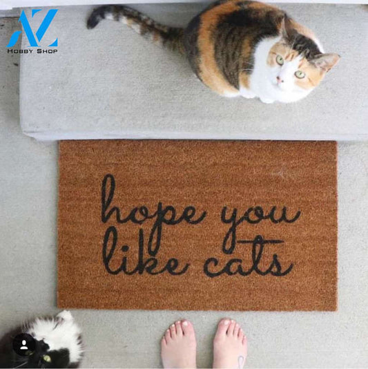 Hope You Like Cats Doormat, Funny Doormat, Welcome Mat, Spring Decor, Cat Lady Outdoor Rug, Cat Gift, Gifts For Her, Front Porch