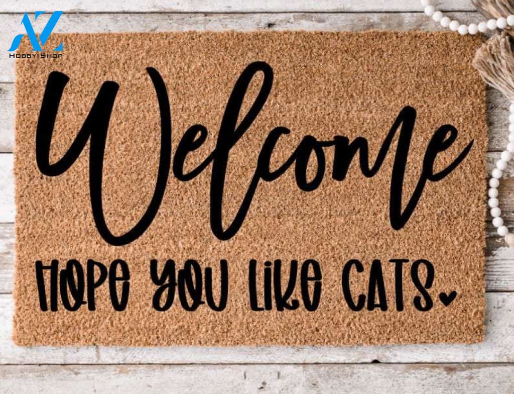 Hope you Like Cats Doormat, Wedding Gift, Custom Doormat, Personalized Closing Gift, Welcome Gift, Front Door Mat, Monogram Mat
