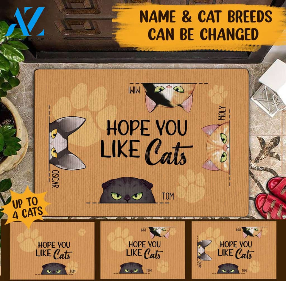 Hope You Like Cats Personalized Doormat - DM004PS | Welcome Mat | House Warming Gift