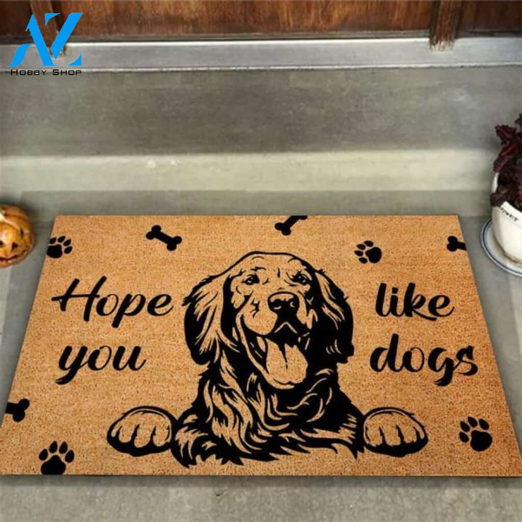Hope You Like Dog Golden Retriever Coir Pattern Print Doormat | Welcome Mat | House Warming Gift