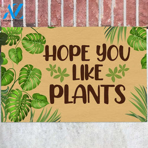 Personalized Name Family House Hope You Like Plants Funny Doormat, Gift For Gardening Lovers, Gift For Friend Family Birthday Gift Decor Warm House Gift Welcome Mat