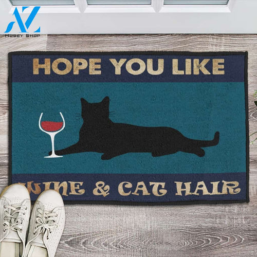 Hope You Like Wine & Cat Hair Doormat Welcome Mat Housewarming Gift Home Decor Funny Doormat Best Gift Idea For Cat Lovers Gift For Friend