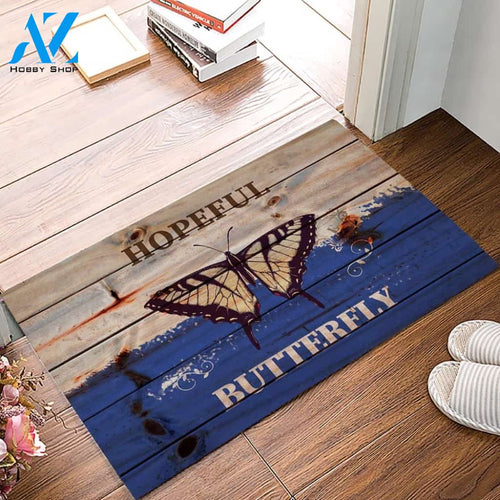 Hopeful Butterfly Doormat Indoor And Outdoor Mat Entrance Rug Sweet Home Decor Housewarming Gift Gift For Friend Family Butterflies Lovers