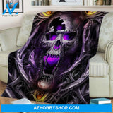 Horror Purple Skull Fleece Blanket Gift For Family Birthday Friend Halloween Gift Home Decor Bedding Couch Sofa Soft and Comfy Cozy
