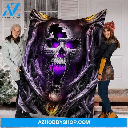 Horror Purple Skull Fleece Blanket Halloween Gift, Halloween Decor