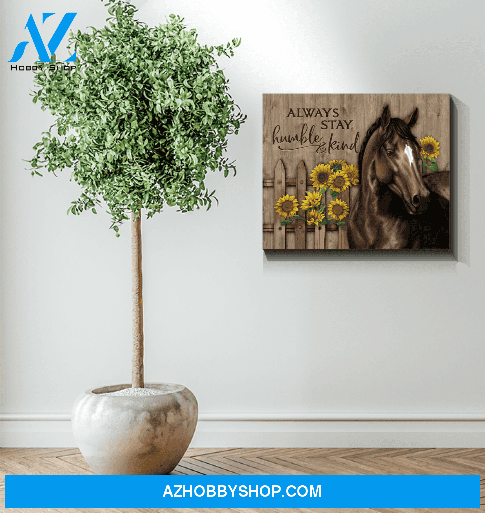 Horse Always Stay Humble & Kind Framed Canvas Wall Art