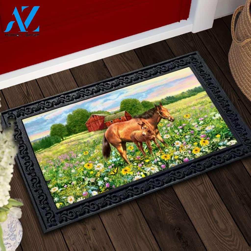 Horse and Foal Farm Doormat - 18" x 30"