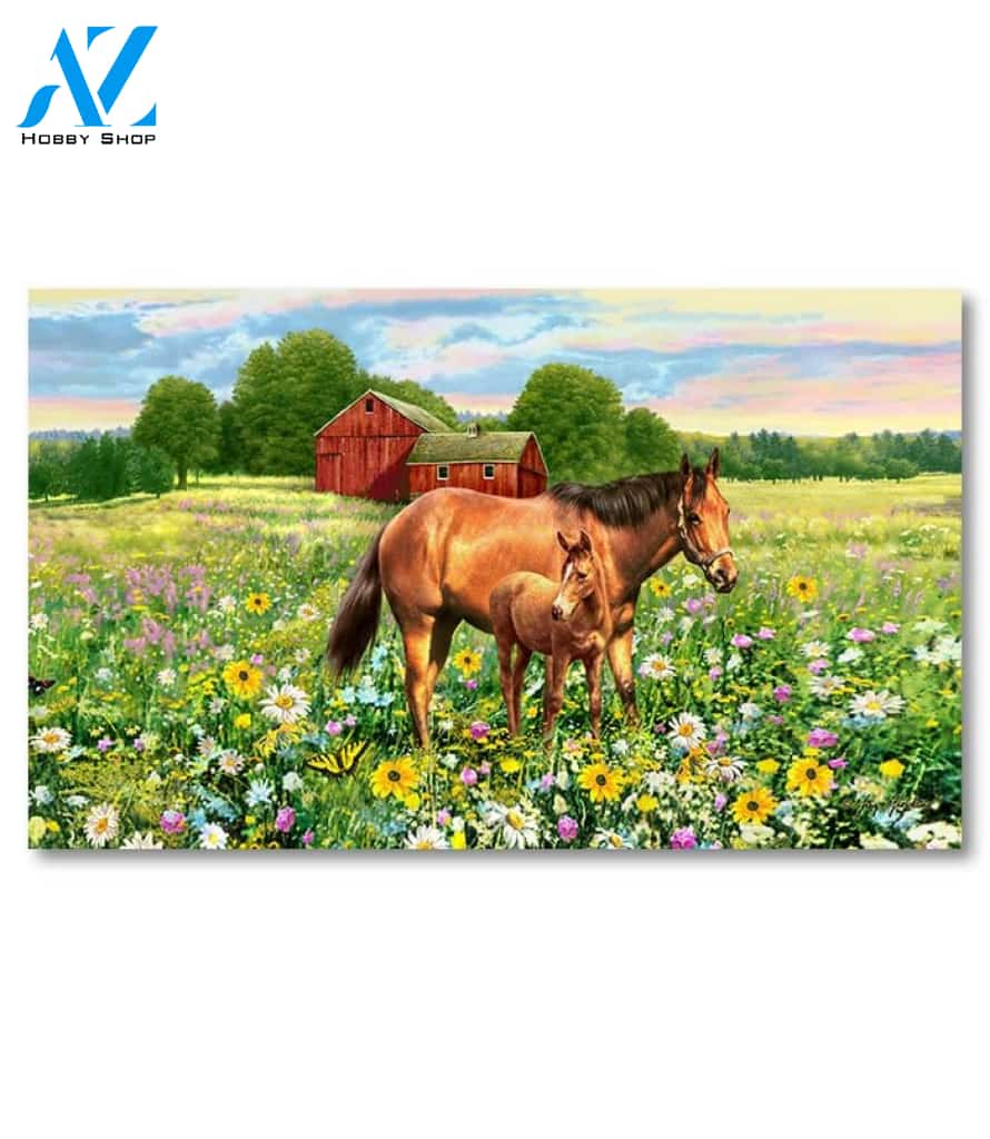 Horse and Foal Farm Doormat - 18" x 30"