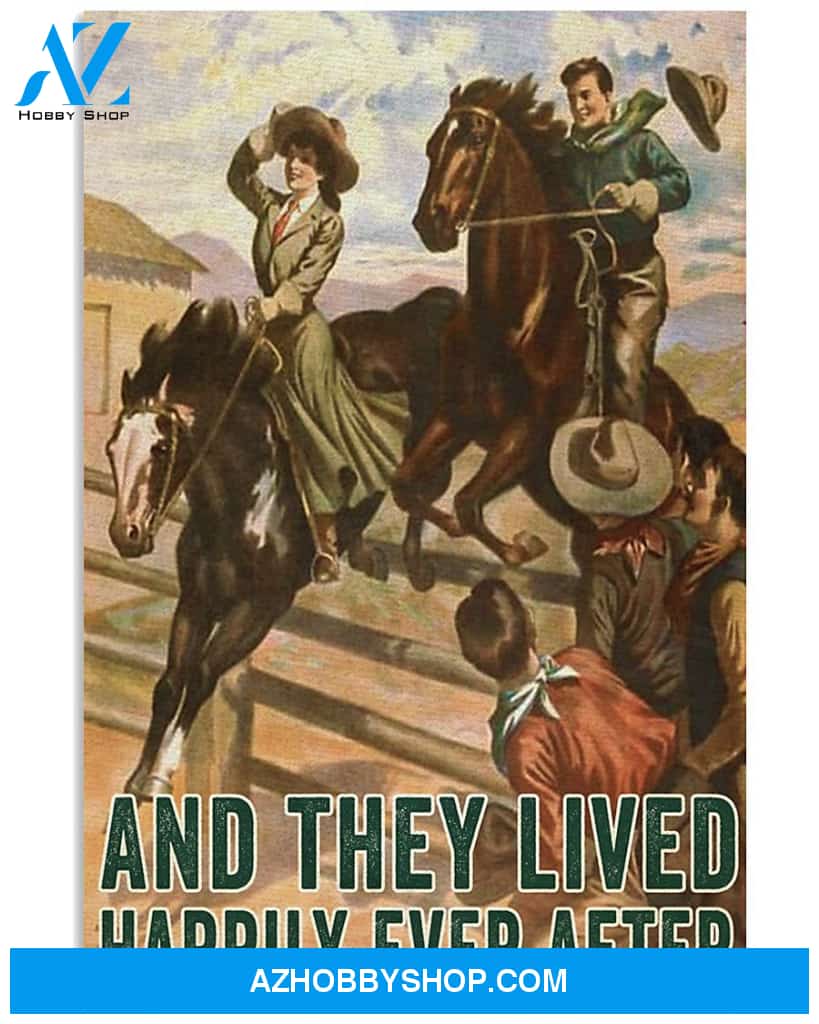 Horse And They Lived Happily Canvas WAll Art, Gift For Horse Lovers, Horse Canvas WAll Art, Home Decor