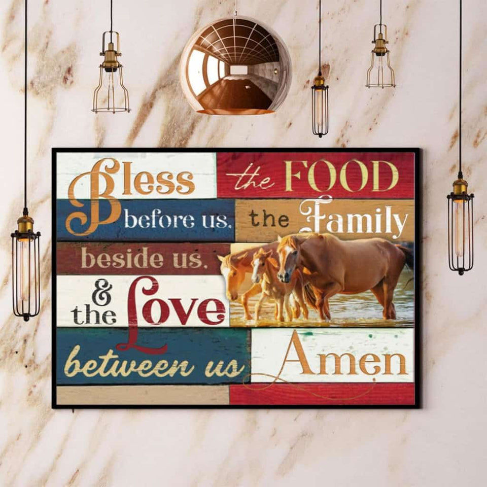 Horse Bless The Food Before Us The Family Beside Us & The Love Paper Poster No Frame Matte Canvas Wall Decor