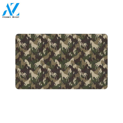 Horse Camo Themed Design Print Rubber Doormat