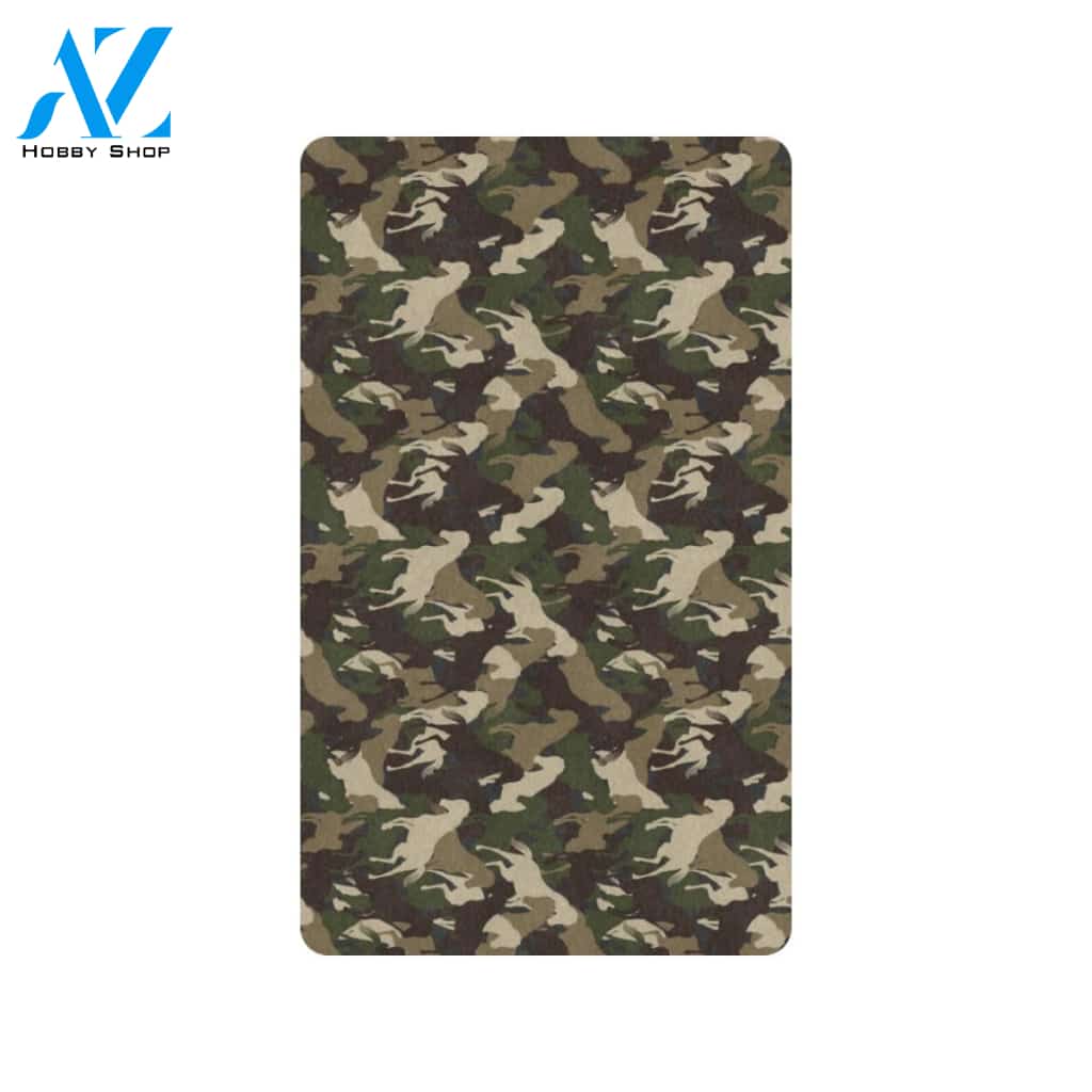 Horse Camo Themed Design Print Rubber Doormat