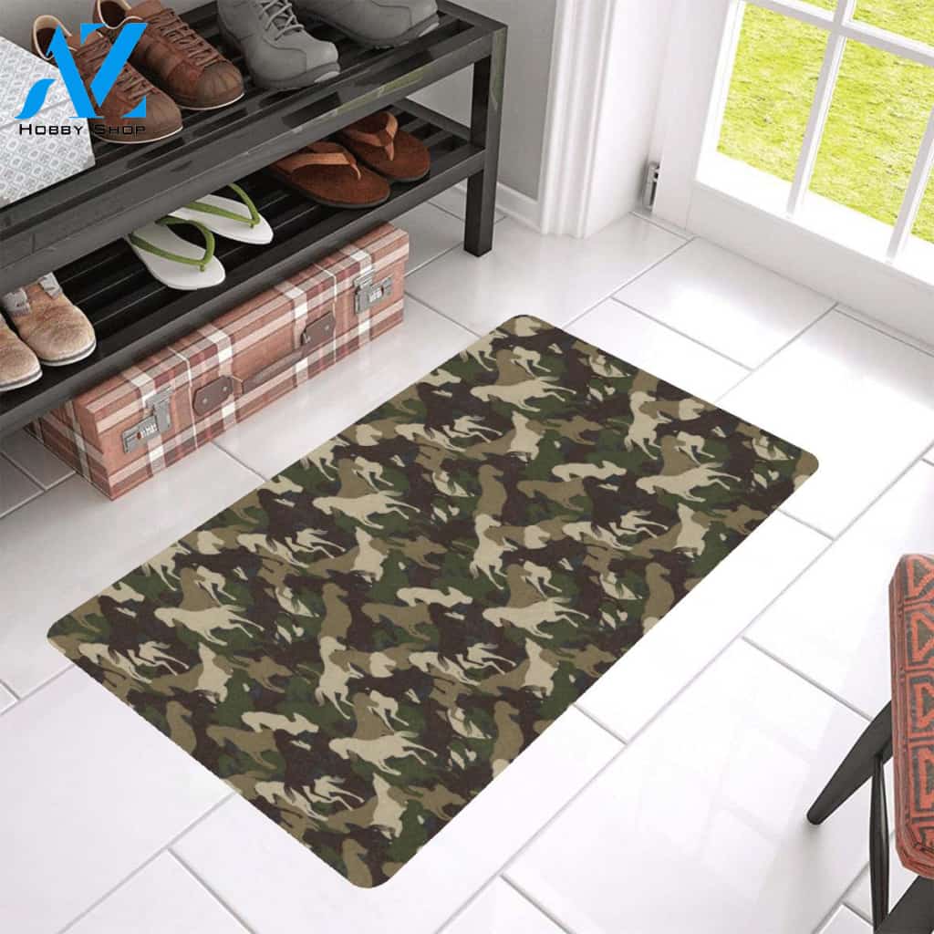 Horse Camo Themed Design Print Rubber Doormat