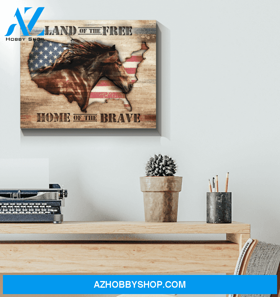 Horse Canvas Full Size Canvas Wall Art Land Of The Free Home Of The Brave