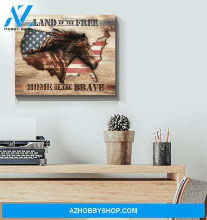 Horse Canvas Full Size Canvas Wall Art Land Of The Free Home Of The Brave