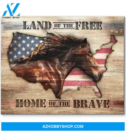 Horse Canvas Full Size Canvas Wall Art Land Of The Free Home Of The Brave
