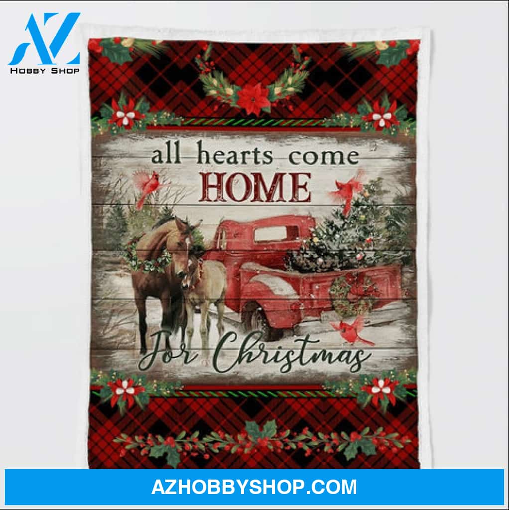 Horse Cardinal And Red Truck All Hearts Come Home For Christmas Blanket Gift For Horse Lovers 