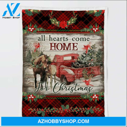 Horse Cardinal And Red Truck All Hearts Come Home For Christmas Blanket Gift For Horse Lovers 
