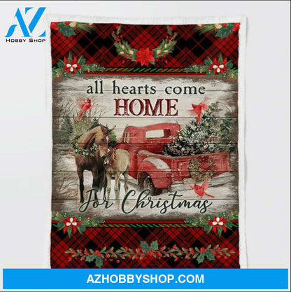 Horse Cardinal And Red Truck All Hearts Come Home For Christmas Blanket Gift For Horse Lovers 