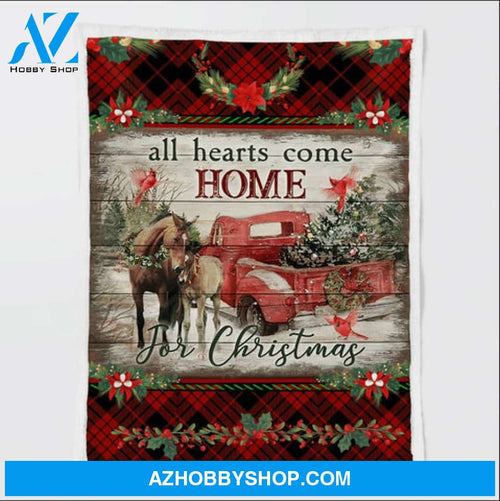 Horse Cardinal And Red Truck All Hearts Come Home For Christmas Blanket Gift For Horse Lovers 