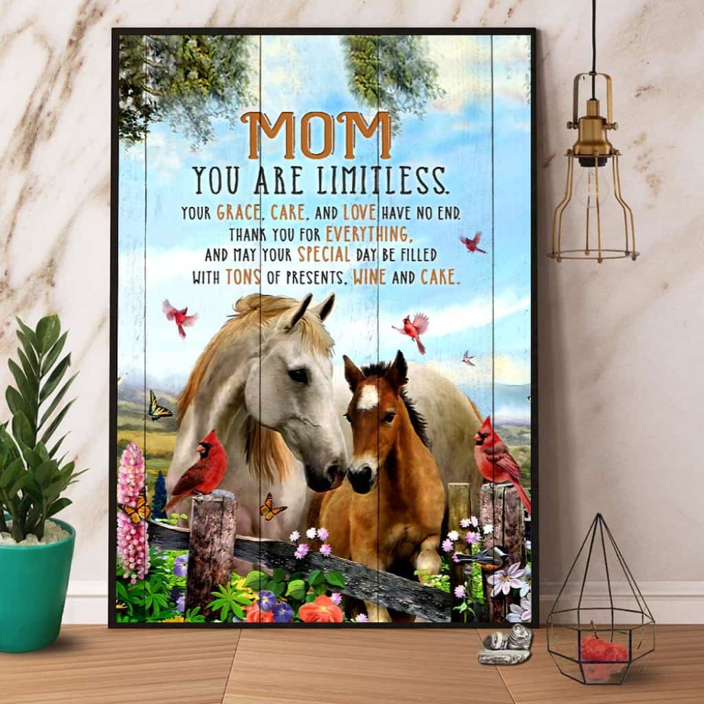 Horse & Cardinal Mom You Are Limitless Paper Poster No Frame Matte Canvas Wall Decor