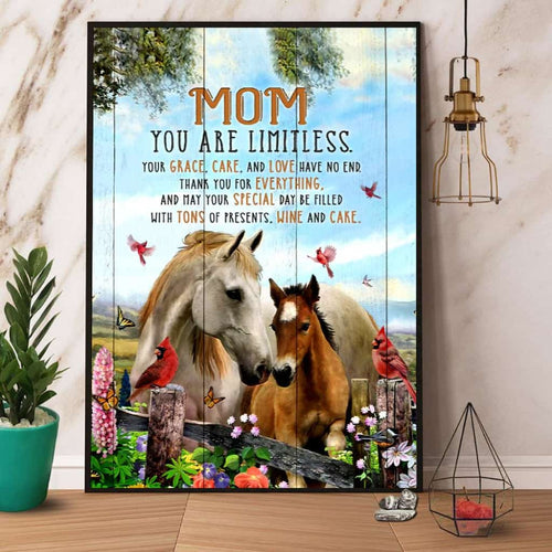 Horse & Cardinal Mom You Are Limitless Paper Poster No Frame Matte Canvas Wall Decor
