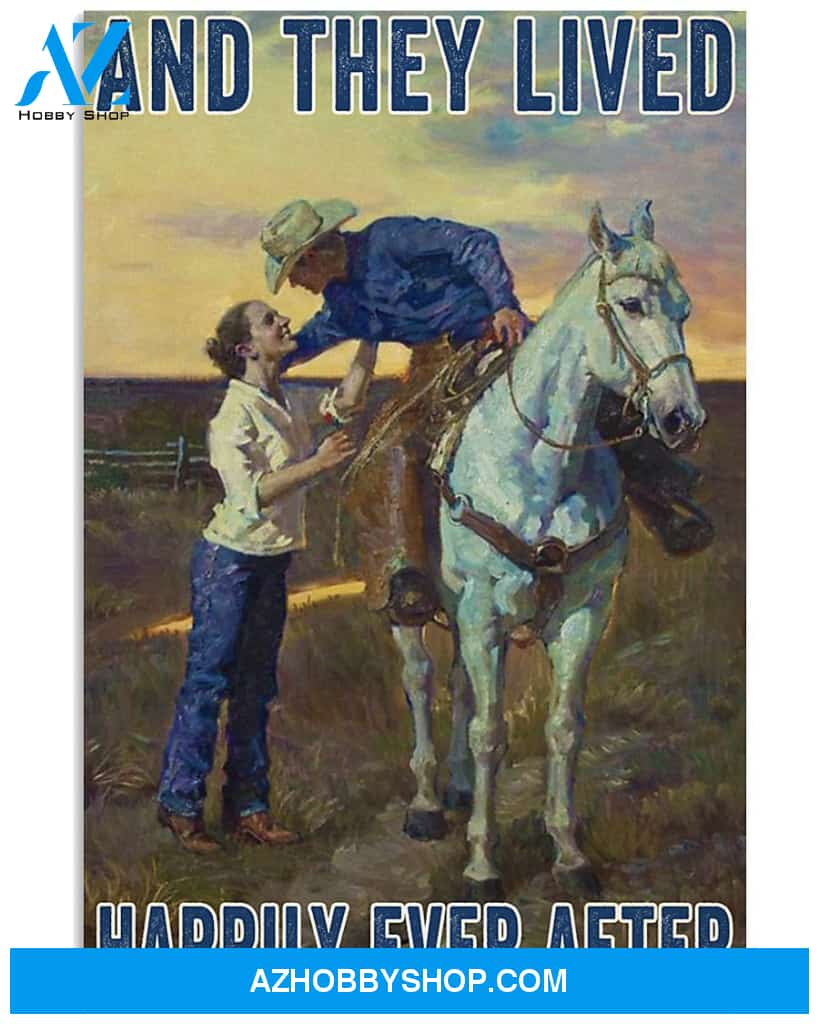 Horse Couple And They Lived Happily Canvas WAll Art, Gift For Horse Lovers, Horse Wall Art Canvas