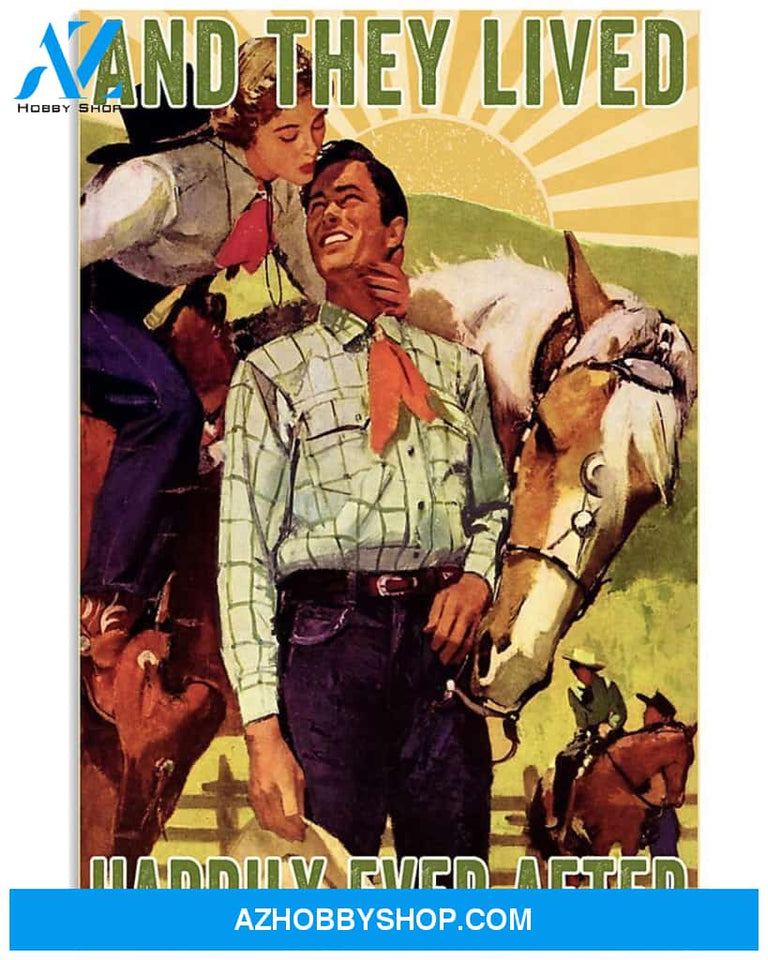 Horse Couple And They Lived Happily Canvas WAll Art, Gift For Horse Lovers