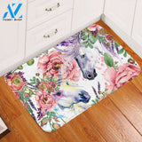 Horse Couple Floral Printed Doormat Home Decor