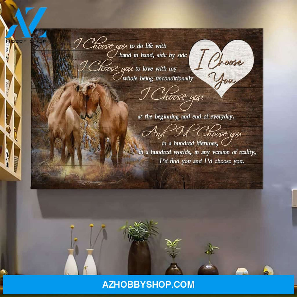 Horse couple - I'd choose you in a hundred lifetime - Couple Landscape Canvas Prints - Wall Art