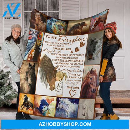 Horse Daughter Mom Fleece Blanket
