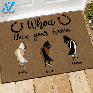 Horse Doormat Personalized Names and Breeds Whoa Clean YOur Hooves Personalized Gift | WELCOME MAT | HOUSE WARMING GIFT
