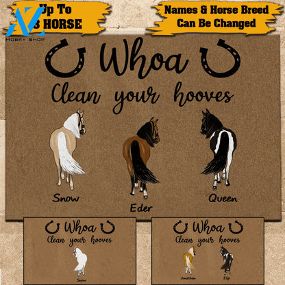 Horse Doormat Personalized Names and Breeds Whoa Clean YOur Hooves Personalized Gift | WELCOME MAT | HOUSE WARMING GIFT